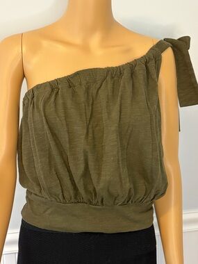 Express One Shoulder Olive Green Top | Medium | Gently Used